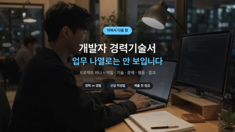 개발자 경력기술서 작성법 — 프로젝트별 역할·기술·결과